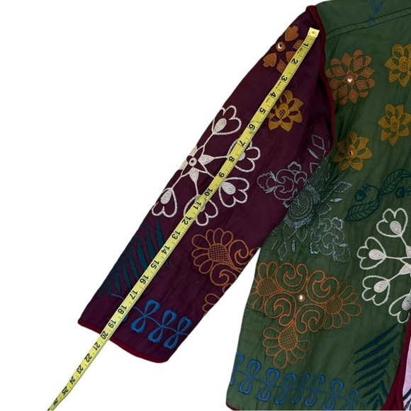 Zara Embroidered Boho Chic Jacket Coat Quilted Multicolor XS Oversized Floral - Picture 6 of 9